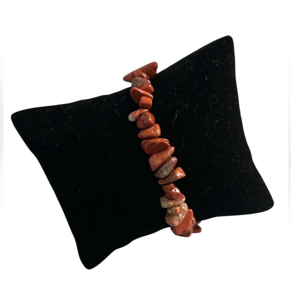 Natural Red Jasper Multi Shape Stone Chips Stretch Bracelet